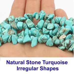 Turquoise  Irregular Shapes - Vibrant Blue-Green & Brown Marbling